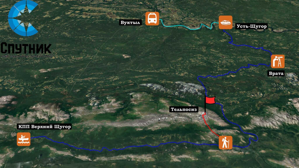 Маршрут похода по Северному Уралу