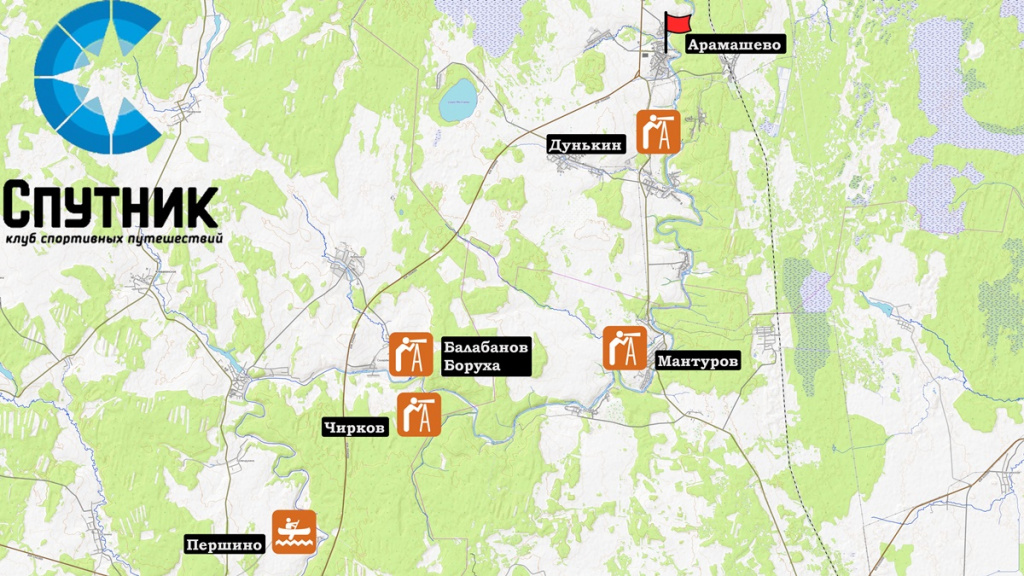 Карта сплава по реке Реж